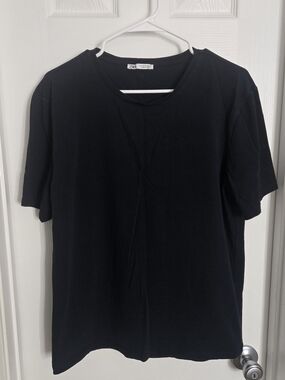 Zara Men Black Short Sleeve Crew T-Shirt Size Xl ***